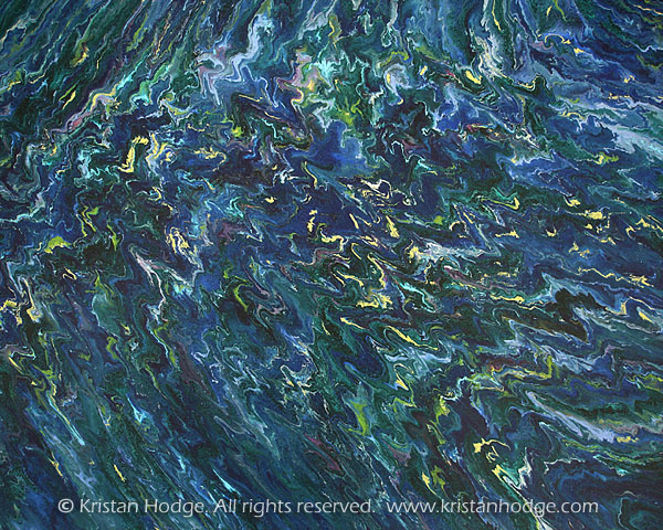 Painting: High Tide. Acrylic on canvas. Abstract, colorful, calming, blue, green, water