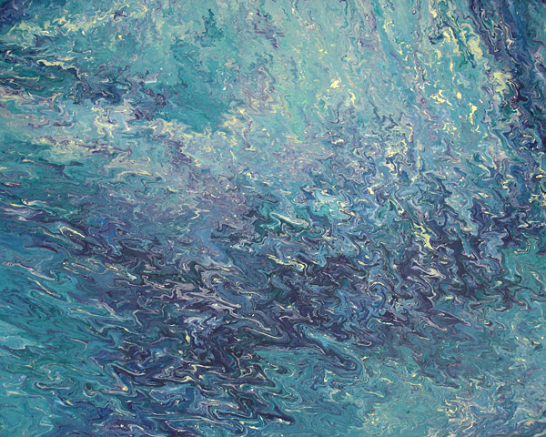 Painting: Under Water. Acrylic on canvas. Abstract, blues, aqua, turquoise, water