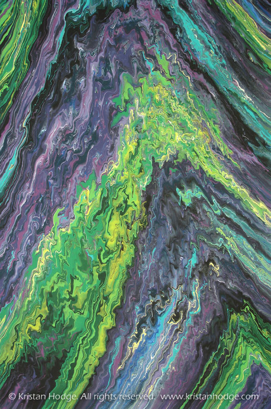 Painting: Torrent. Acrylic on canvas. Abstract, colorful, calming, blue, green, purple, turquoise