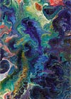 Cosmic #2. Acrylic on paper. Abstract. 2.5 x 3.5 inches, ACEO, Trading Card